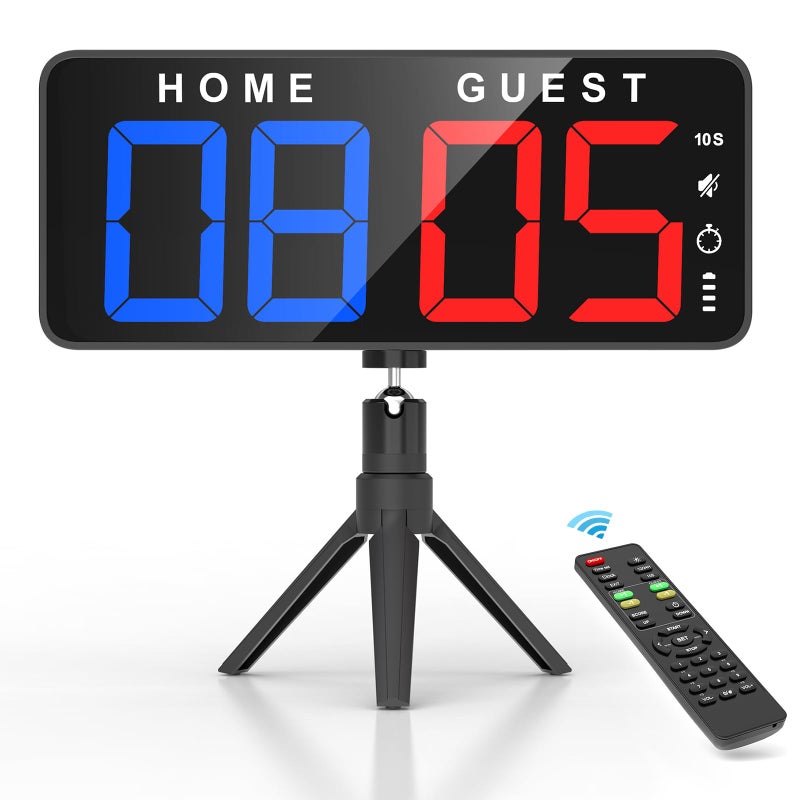 ANJANK 11 Large Digital LED Scoreboard Electronic Score Keeper Clock Countdownup with Powerful Battery 4 Mounting Options for Corn HolePing PongTable Tennis Sports Indoor Outdoor Games