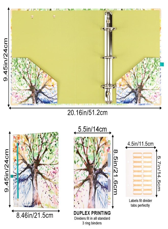 EYROZILL 2 Inch Mini 3 Ring Binder for 5.5" x 8.5" Paper with 5-Tab Dividers EYROZILL Cute Mini Binder for School/Office Supplies and Home, Season Tree - Image 3