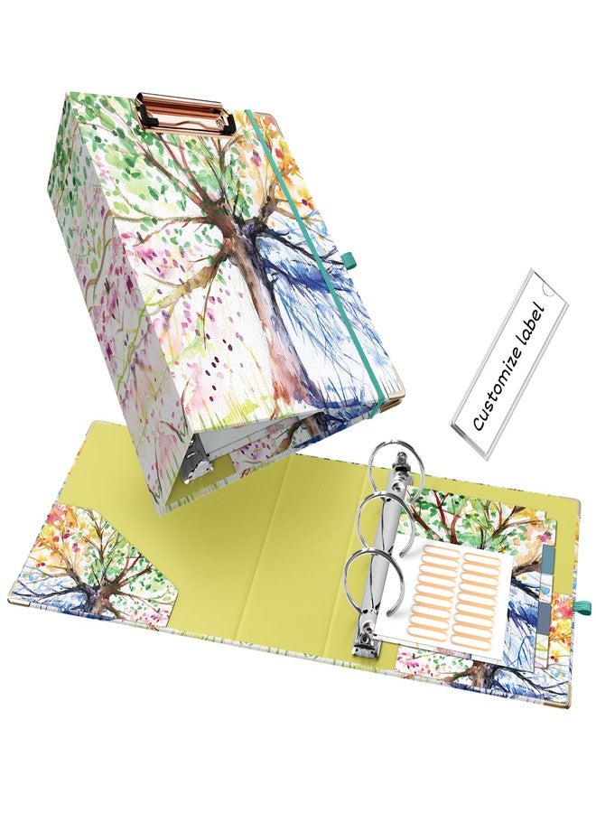 EYROZILL 2 Inch Mini 3 Ring Binder for 5.5" x 8.5" Paper with 5-Tab Dividers EYROZILL Cute Mini Binder for School/Office Supplies and Home, Season Tree - Image 1