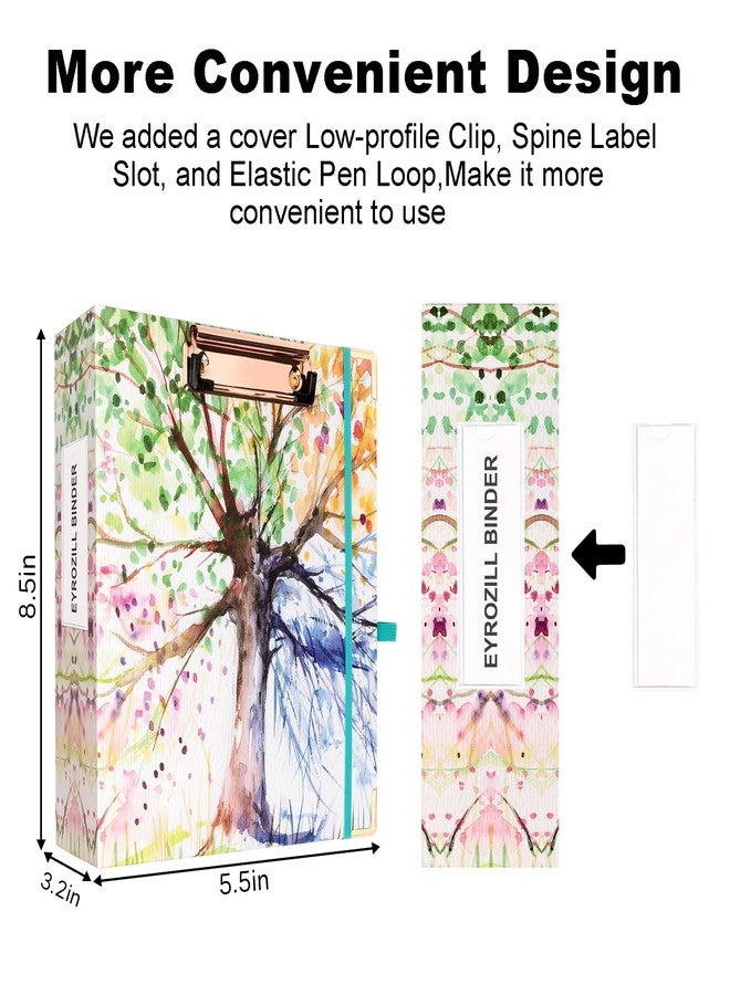 EYROZILL 2 Inch Mini 3 Ring Binder for 5.5" x 8.5" Paper with 5-Tab Dividers EYROZILL Cute Mini Binder for School/Office Supplies and Home, Season Tree - Image 5