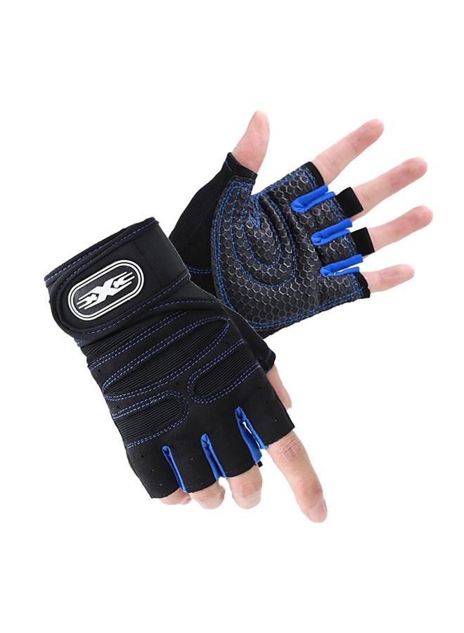 Men's Lifting Half Finger Gloves, Palm Protection Gloves, Men's Fitness Equipment, Anti-Slip Wrist Ventilated Gloves for Outdoor Gym Riding Weight Lifting(Dark Blue) - Image 1