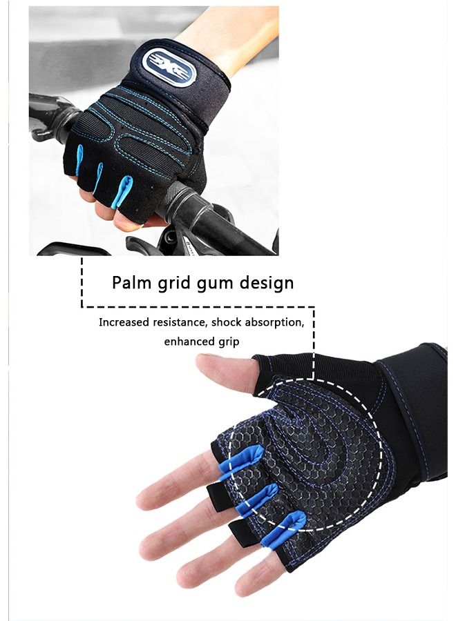 Men's Lifting Half Finger Gloves, Palm Protection Gloves, Men's Fitness Equipment, Anti-Slip Wrist Ventilated Gloves for Outdoor Gym Riding Weight Lifting(Dark Blue) - Image 2