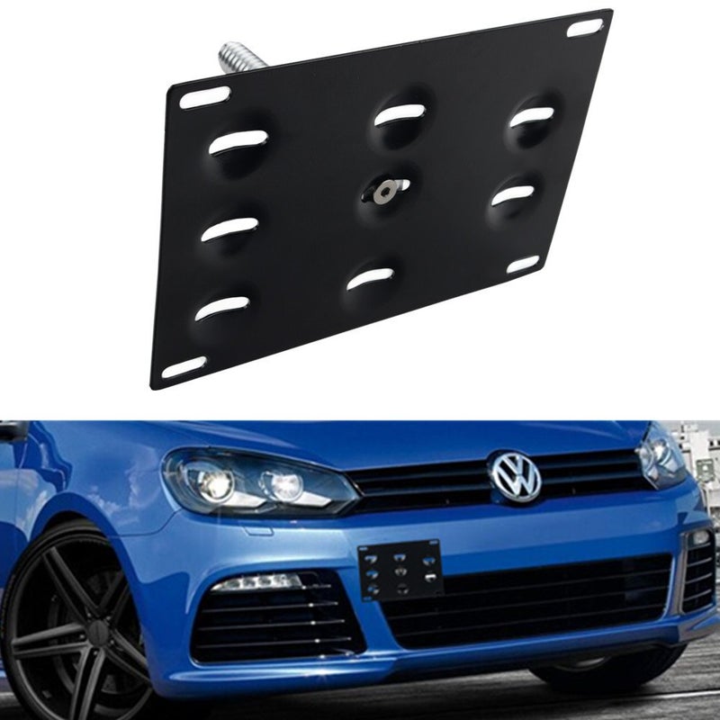 Dewhel Front Bumper Tow Hook License Plate Mount Bracket Holder for Volkswagen MK6 Audi