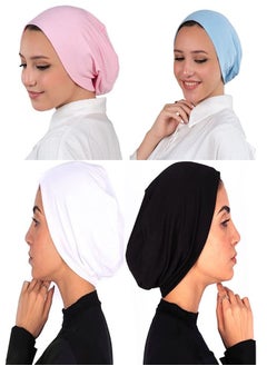 Bundle Of 4 Cotton Bonnet Cap Women's - MultiColour