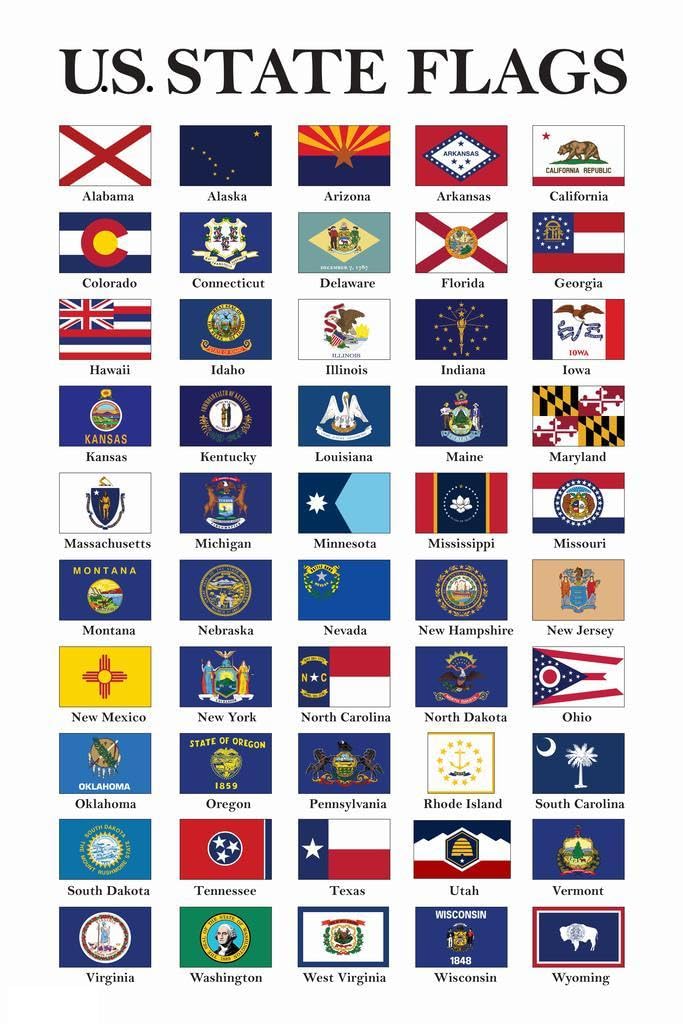 Poster Foundry State Flags Poster 2026 Updated Edition US History Classroom Decorations Social Studies Classroom Teacher Supplies Cool Wall Art Print Poster 16x24 - Image 1