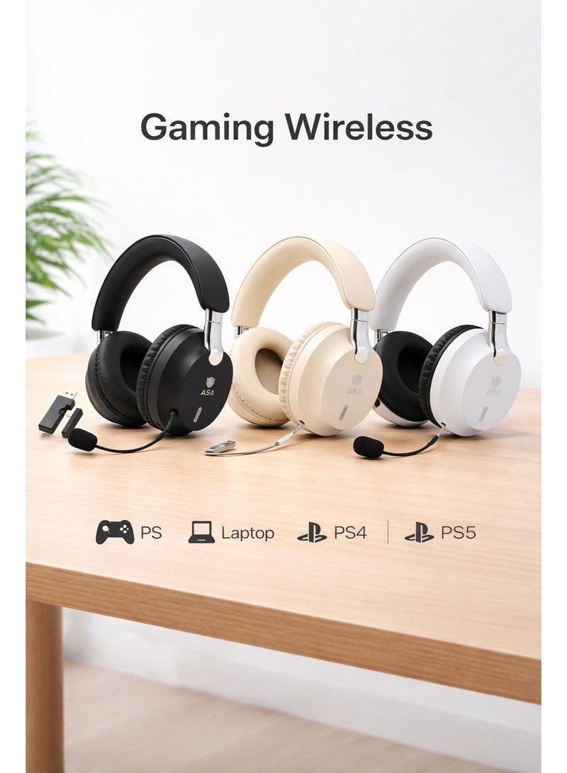 ASA A10 PRO Wireless Gaming Headset – 3-Mode Connectivity (2.4GHz, Bluetooth 5.3 & Wired), 40ms Ultra-Low Latency, Noise-Canceling Microphone, 40+ Hour Battery, Over-Ear Headphones - Image 2