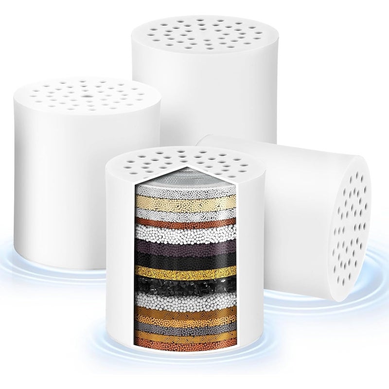 LinJie 4 Pack 20 Stage Shower Filter Replacement Cartridge, Hard Water Purifier Removes Chlorine, Heavy Metals, Iron, Other Sediments, Universal Shower Water Softener with High Output