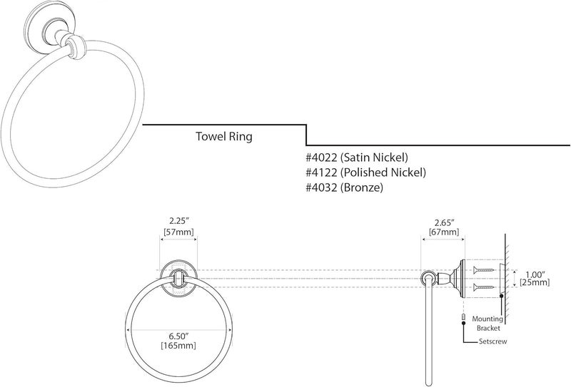 Gatco 4122 Tavern Towel Ring Polished Nickel 65 - Image 3