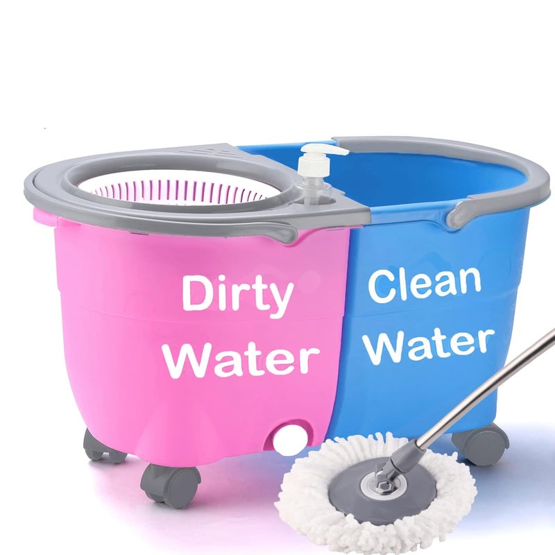 V-MOP VMOP Premium Jumbo Double Bucket Double Color Mop with 4 Wheel Trolley Spin MopMagicFloor4 6 Months Warranty on Rod Set - Image 1