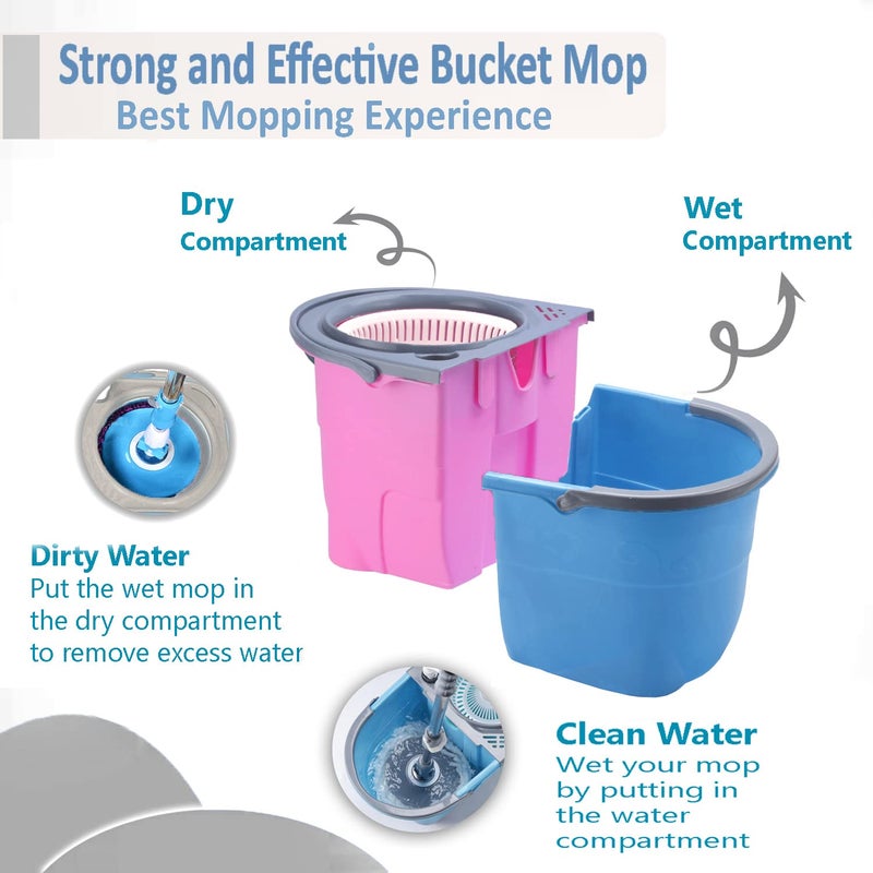 V-MOP VMOP Premium Jumbo Double Bucket Double Color Mop with 4 Wheel Trolley Spin MopMagicFloor4 6 Months Warranty on Rod Set - Image 2