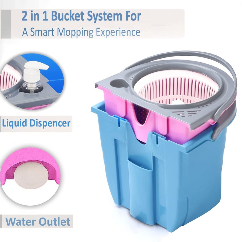 V-MOP VMOP Premium Jumbo Double Bucket Double Color Mop with 4 Wheel Trolley Spin MopMagicFloor4 6 Months Warranty on Rod Set - Image 4