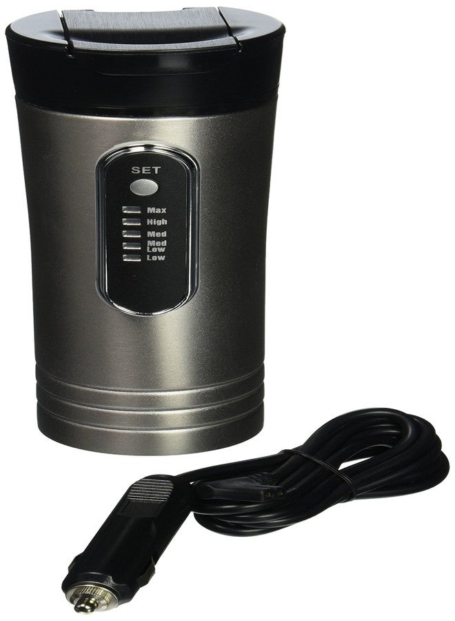 RoadPro RP0719 12-Volt 15oz. Premium Heated Travel Mug, Silver, Black - Image 1