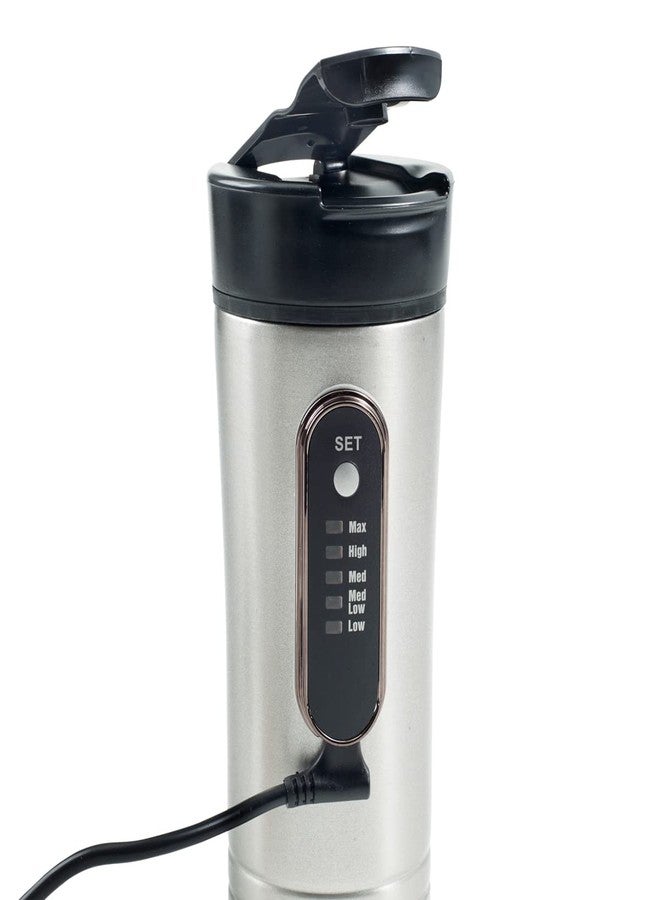 RoadPro RP0719 12-Volt 15oz. Premium Heated Travel Mug, Silver, Black - Image 3