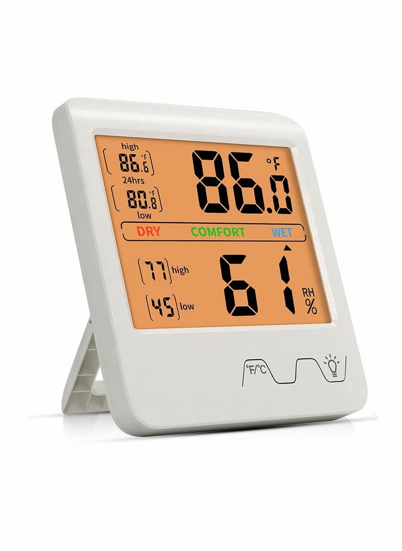 KASTWAVE Backlight Screen Hygrometer Indoor Thermometer Temperature and Humidity Room Thermometer Humidity Gauge Indicator for Home Office Greenhouse Cellar Babyroom  - Image 1