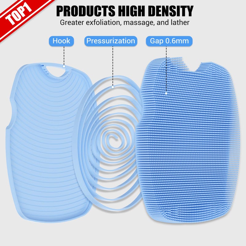 Canroom Silicone Body Scrubber - Anti Zinc Infused-Highly Elastic Bristles Exfoliating Body Scrubber for Shower Body,Cellulite Reduction,Blood Circulation - Azure - Image 5