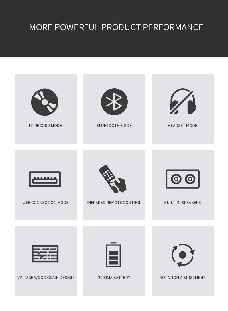 Retro Portable CD Player with Bluetooth Speaker – HiFi Sound, Multi-Mode Playback, Remote Control, Built-in Stereo Speakers, 2000mAh Rechargeable Battery - Image 3