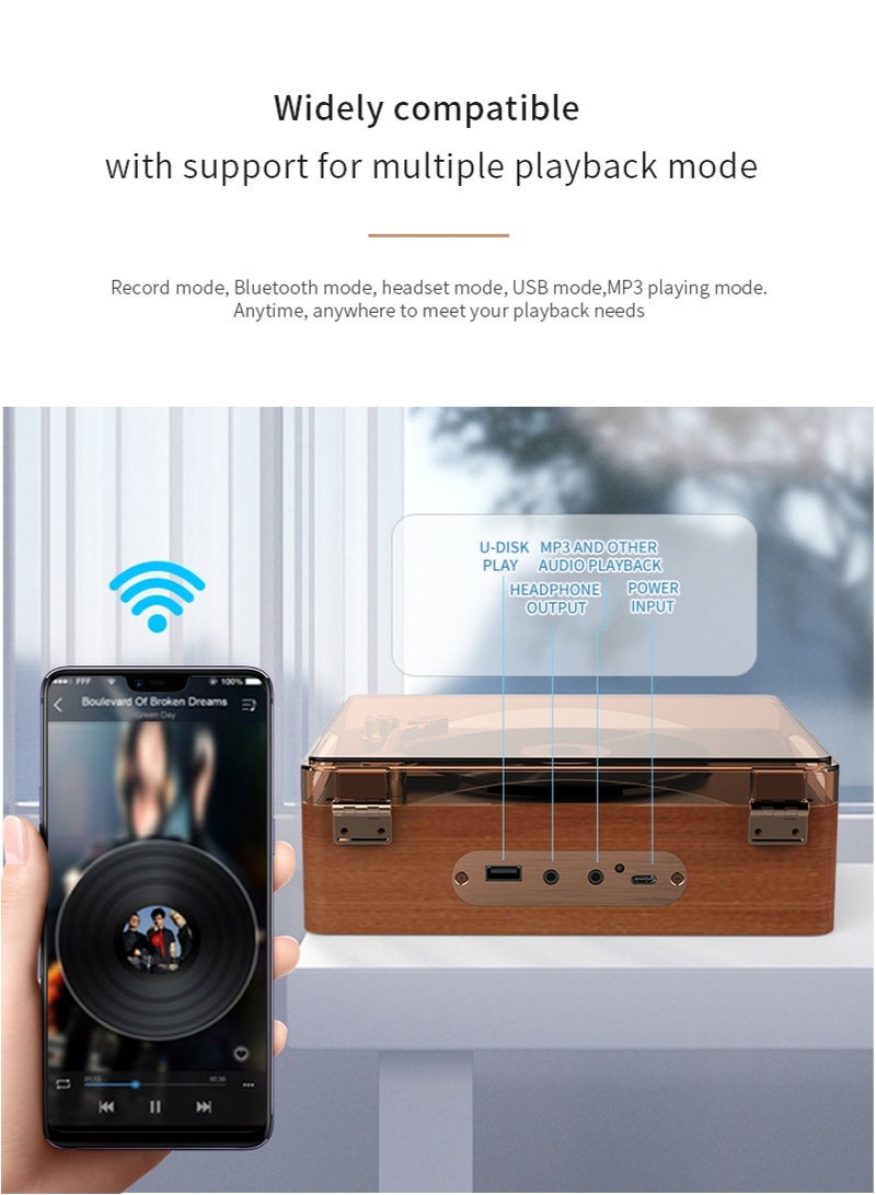 Retro Portable CD Player with Bluetooth Speaker – HiFi Sound, Multi-Mode Playback, Remote Control, Built-in Stereo Speakers, 2000mAh Rechargeable Battery - Image 5
