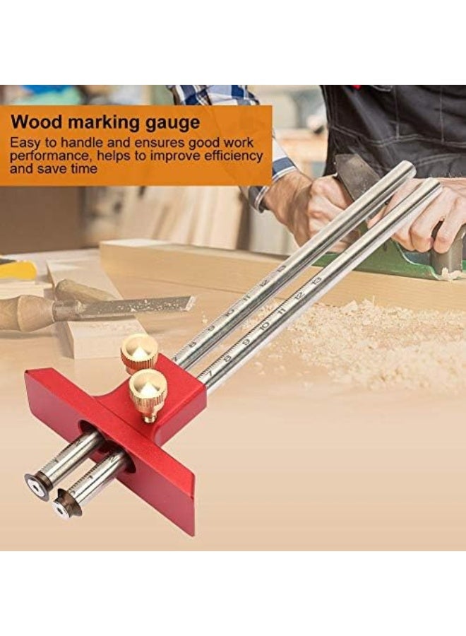 Wood marking gauge, Durable Stainless Steel Woodworking Double Head Scriber Ruler Marking Gauge Wood Scribe Tool Carpentry For Carpenter - Image 4
