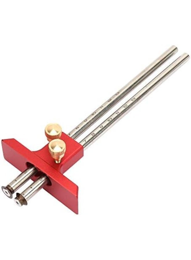 Wood marking gauge, Durable Stainless Steel Woodworking Double Head Scriber Ruler Marking Gauge Wood Scribe Tool Carpentry For Carpenter - Image 1