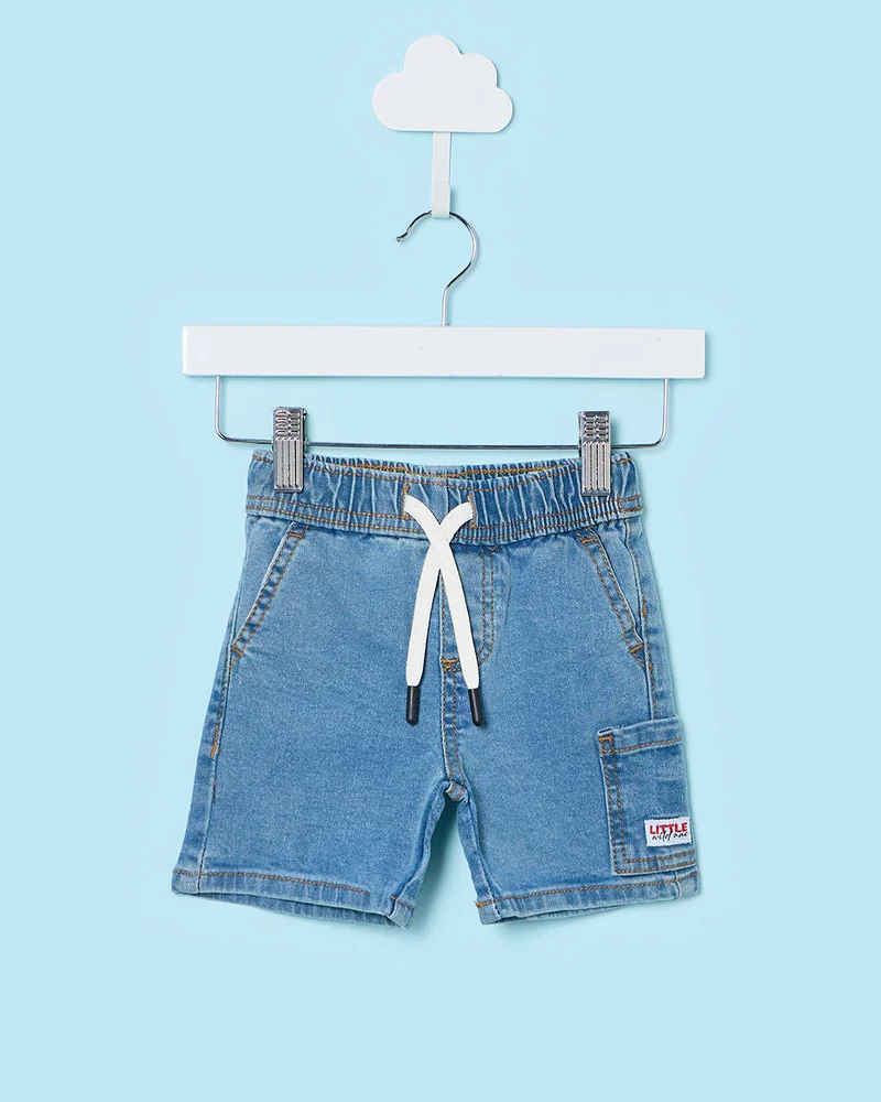 Redtag Boys Blue Pull On Cargo Shorts