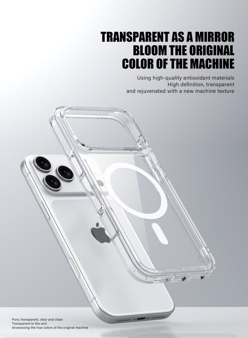 DURKU Magnetic Case for iPhone 17 Pro 6.27-Inch Compatible with MagSafe iPhone 17 Pro Cover Case Never Yellow Shockproof Bulid-in corner Magnet Phone Case For iPhone 17 Pro（Clear） - Image 2