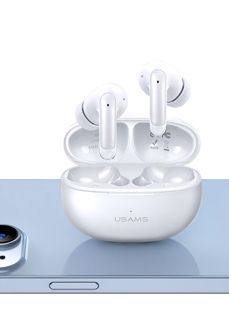 Usams USAMS XD18 TWS Earbuds ENC | BT5.3 Dual-mic | Superb Sound Quality | Sonic Bass | Waterproof | 30+ Hours | Gaming | Comfort Fit | Swift Pairing (White)  - Image 3