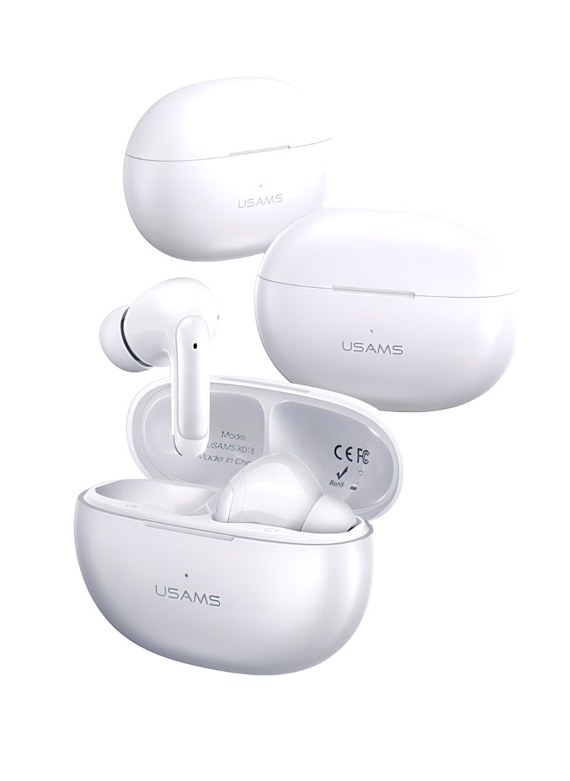 Usams USAMS XD18 TWS Earbuds ENC | BT5.3 Dual-mic | Superb Sound Quality | Sonic Bass | Waterproof | 30+ Hours | Gaming | Comfort Fit | Swift Pairing (White)  - Image 5