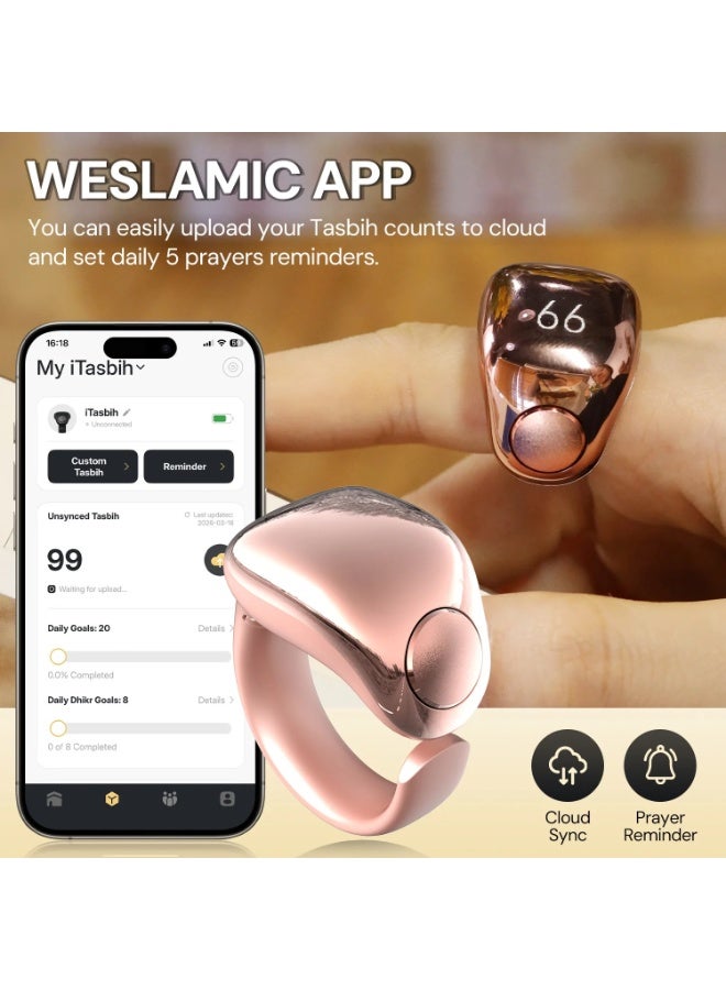 WESLAMIC Faith Smart Tasbih Zikr Ring Digital Prayer Counter with 5 Ring Sizes - Image 4