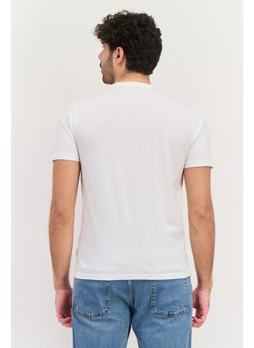 Gazzarrini Men Crew Neck Short Sleeve Brand Logo T Shirt, White  - Image 2