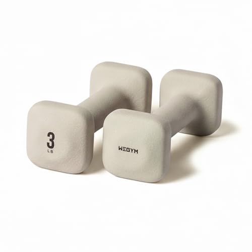 WeGym SafeGrip Square Dumbbells with Anti Slip Handles Aesthetic Free Weights for Home Workouts Stable Design Prevents Rolling during Floor Exercises 3LB Pair Sandstone - Image 1