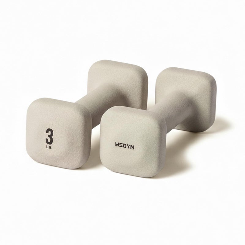 WeGym SafeGrip Square Dumbbells with Anti Slip Handles Aesthetic Free Weights for Home Workouts Stable Design Prevents Rolling during Floor Exercises 3LB Pair Sandstone - Image 2