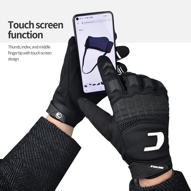 CHCYCLE Dirt Bike Gloves Mountain Bike Motocross Motorcycle Gloves for Men Motorbike ATV Racing Touch Screen Full Finger Glove for Cycling BMX MTB MX Climbing (X-Large, Black) - Image 3