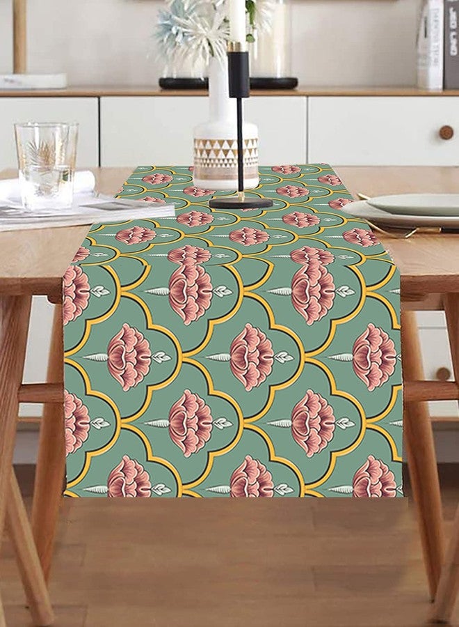 homewards Green mughal Pattern Table Runner Oil & Water Repellant Size 32.5x180 cm - Image 4
