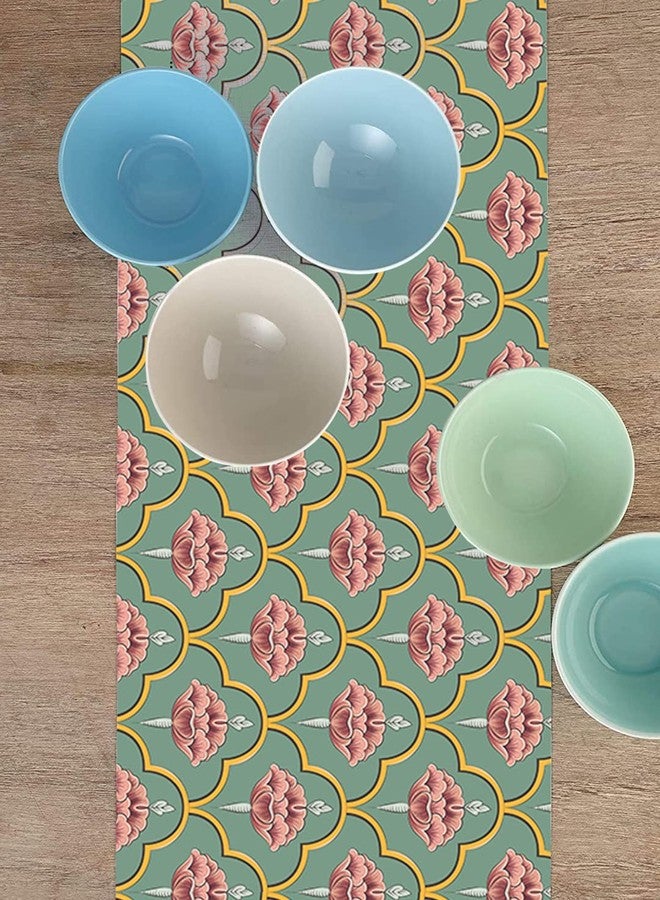 homewards Green mughal Pattern Table Runner Oil & Water Repellant Size 32.5x180 cm - Image 3