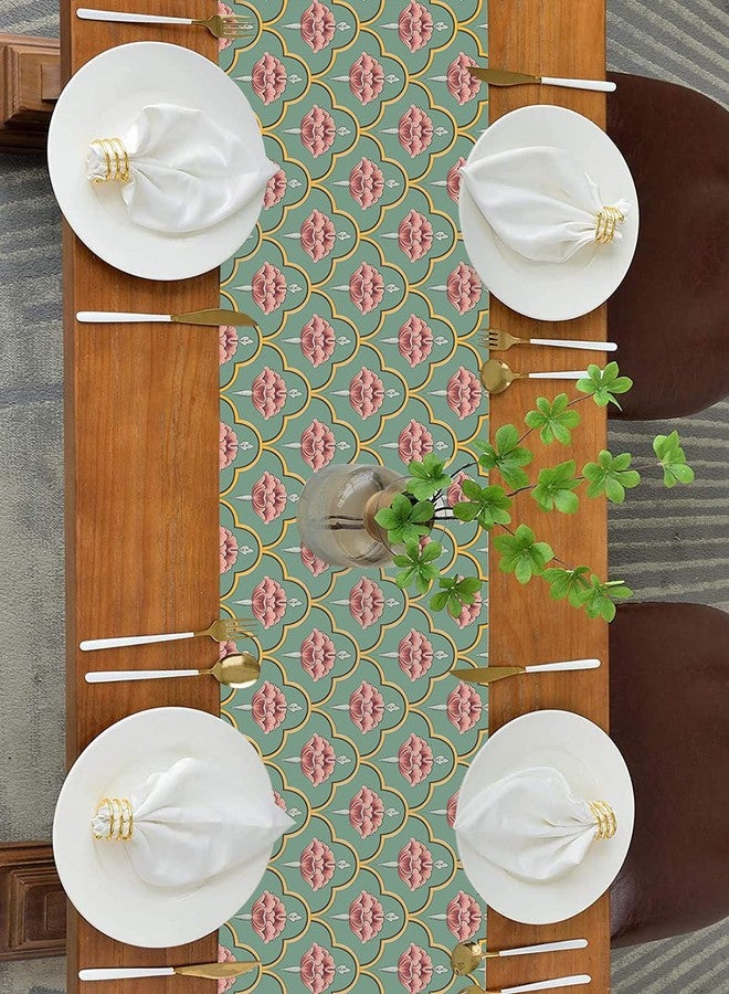 homewards Green mughal Pattern Table Runner Oil & Water Repellant Size 32.5x180 cm - Image 2
