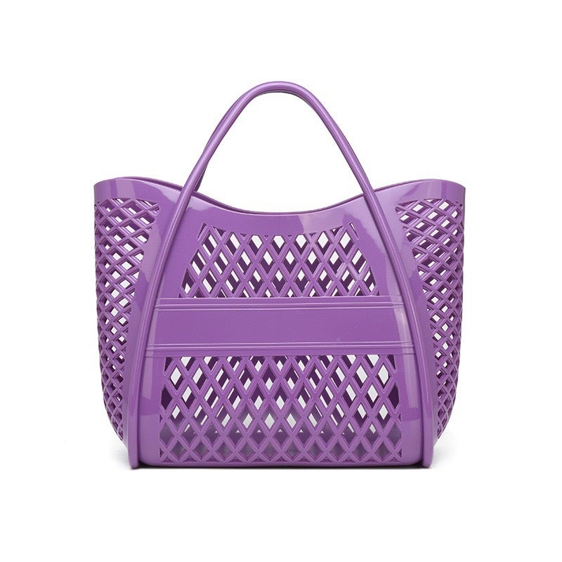PVC Jelly Tote Bag - Hollow Design Shopping Basket - Image 4