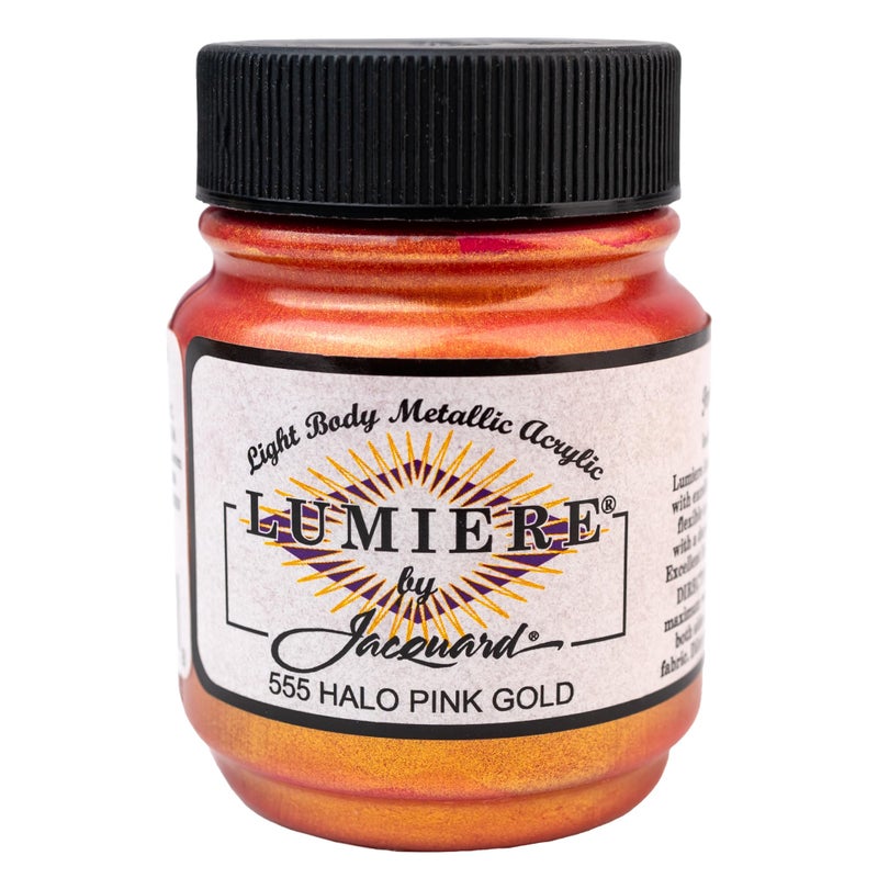 Jacquard Lumiere 2.25oz Fabric Paint Halo Pink Gold - Metallic Paint for Fabric, Leather, Canvas, Paper and Wood - Light-bodied Metallic Acrylic Paint - Lightfast & Vibrant Metallic Acrylic Paints - Image 4