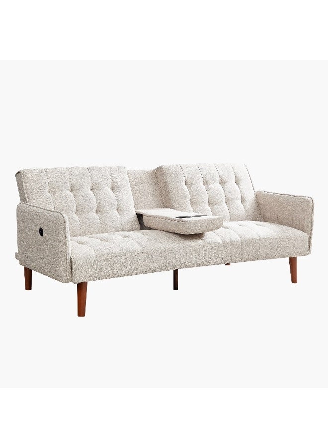 Home Box Dublin 3-Seater Fabric Sofa Bed with 2-Cup Holder Dropdown and USB Port 80 x 77 x 196 cm - Image 3