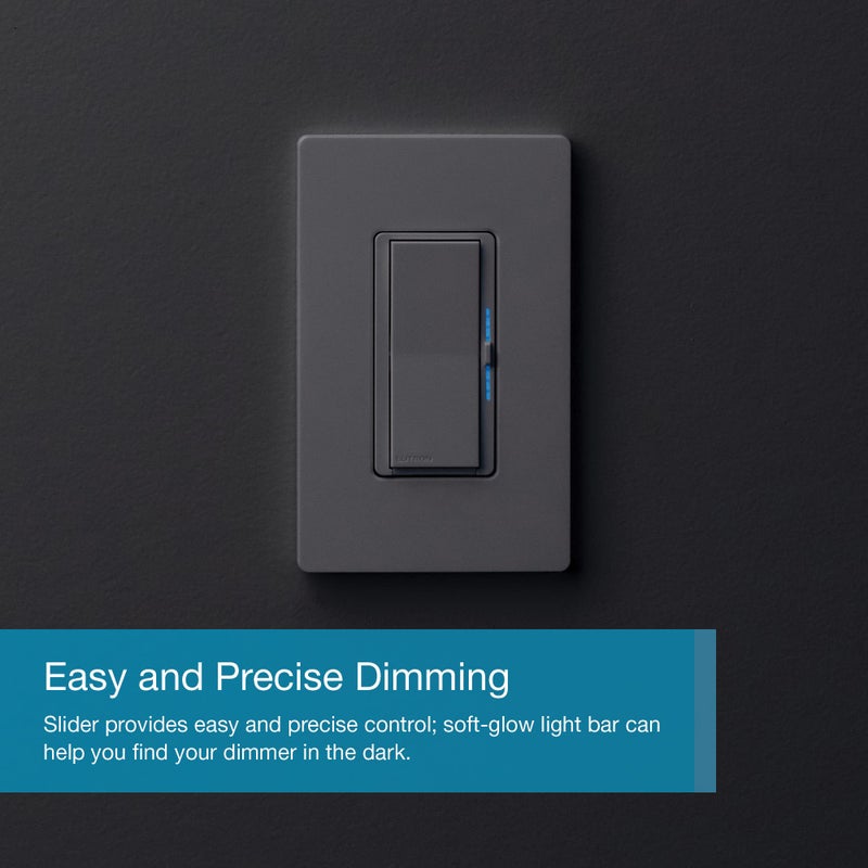 Lutron Diva Smart Dimmer Light Switch with Wallplate for Caseta Lighting (Lutron Smart Hub Required), for LED Lights, 150W, Single-Pole/3-Way, No Neutral, White (DVRFW-6L-WH-A) - Image 3