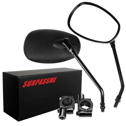 surpassme مرايا دراجة نارية عالمية مرايا خلفية سوداء مع تركيب مقود 7/8 بوصة للدراجة، الدراجة النارية - Image 5