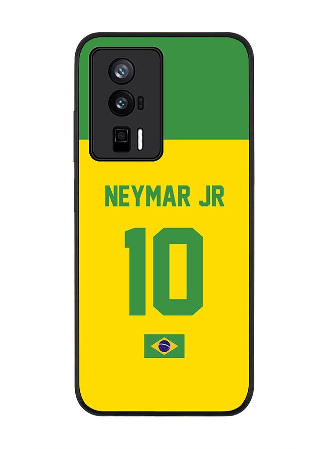 Stylizedd Rugged Black edge case for Xiaomi Poco F5 Pro 5G / Xiaomi Redmi K60 / Xiaomi Redmi K60 Pro Slim fit Soft Case Flexible Rubber Edges Anti Drop TPU Gel Thin Cover-Brazil-Neymar Jr - Image 1