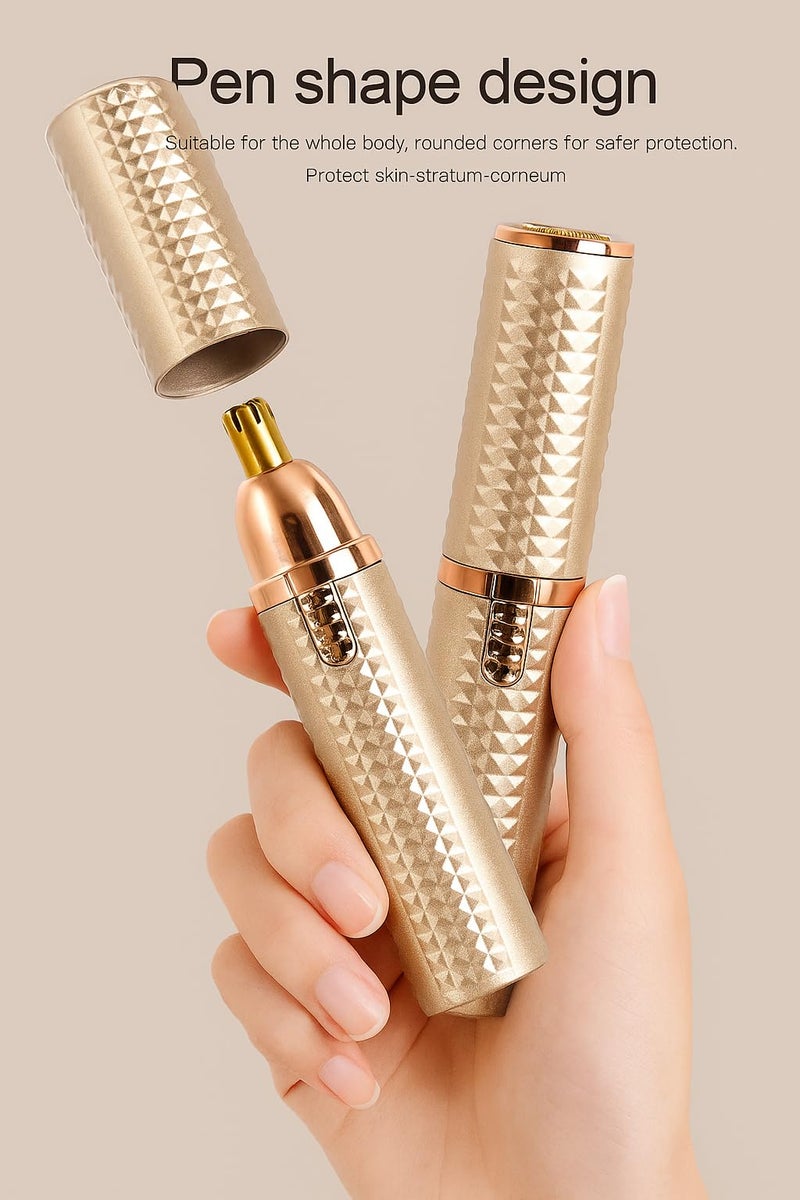 Pirron Eyebrow Trimmer for Women 3 in 1 Rechargeable Facial Hair Remover with Replaceable Heads, Professional Painless Personal Hair Removal Eyebrow Razor with Indicator Lights (GOLD) - Image 3