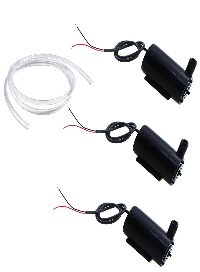 CXMTECH 3Sets Black DC 3-5V Mini Submersible Water Pump Includes 1 Transparent Vinyl Hose Flexible PVC Hose 1M Silent Operation For Aquariums Fish Tanks Hydroponic Gardens Ponds Fountains - Image 1