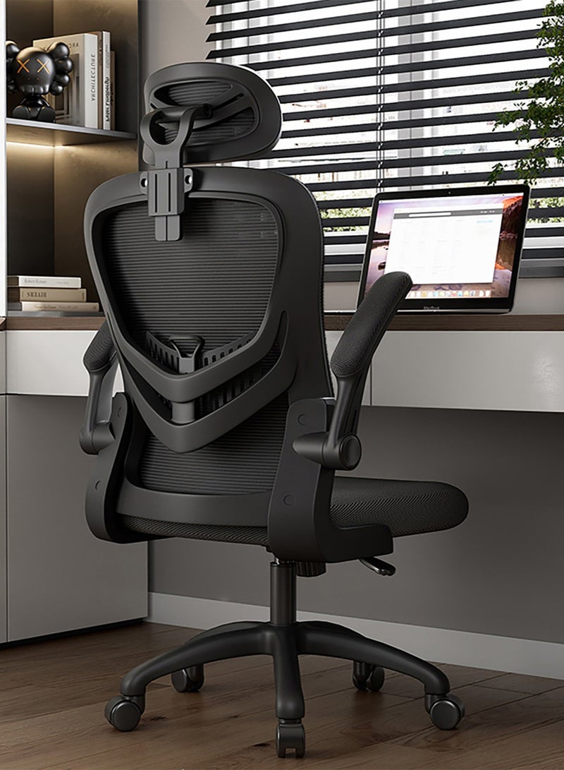 YY-ريشير كرسي مكتب مريح، مع دعم قطني قابل للتعديل ومسند رأس وكرسي تنفيذي قابل للإمالة بزاوية 35 درجة، كرسي ألعاب شبكي دوار مريح قابل للتهوية للمنزل والمكتب والدراسة - Image 1