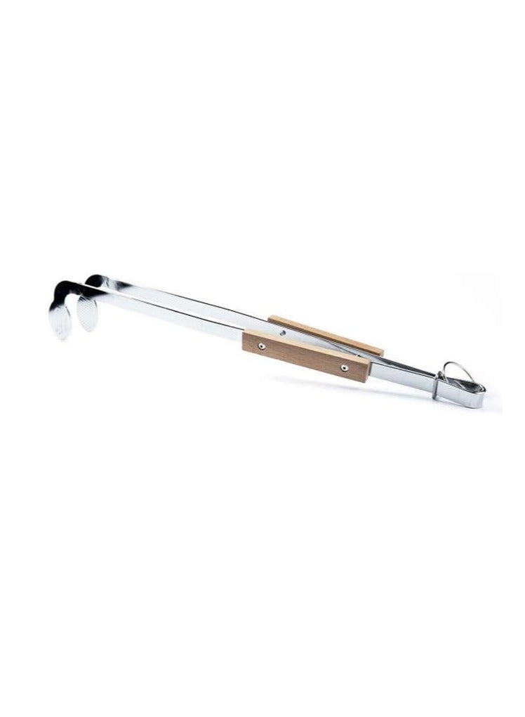 Ayda Charcoal Long Tong with Wood Handle 40cm Silver - Image 1