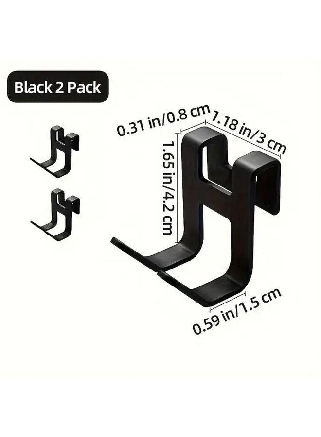 2pcs Black Aluminum Door Hooks Rust Resistant Towel Holder Hanger Rack For Bathroom - Image 2