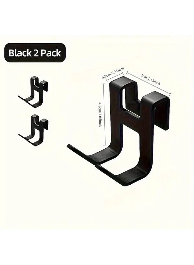 2pcs Black Aluminum Door Hooks Rust Resistant Towel Holder Hanger Rack For Bathroom - Image 3