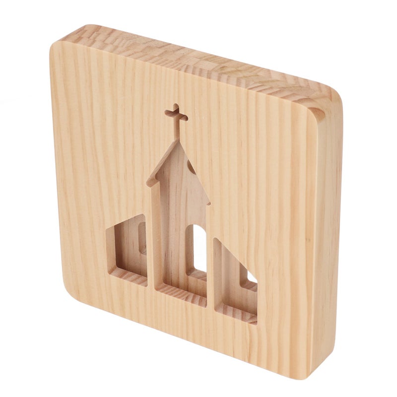 LED Night Light Christian Church Pattern Hollow Out 3D Wooden Lamp USB Interface Pine Wooden Night Light for Bedroom Home - Image 5