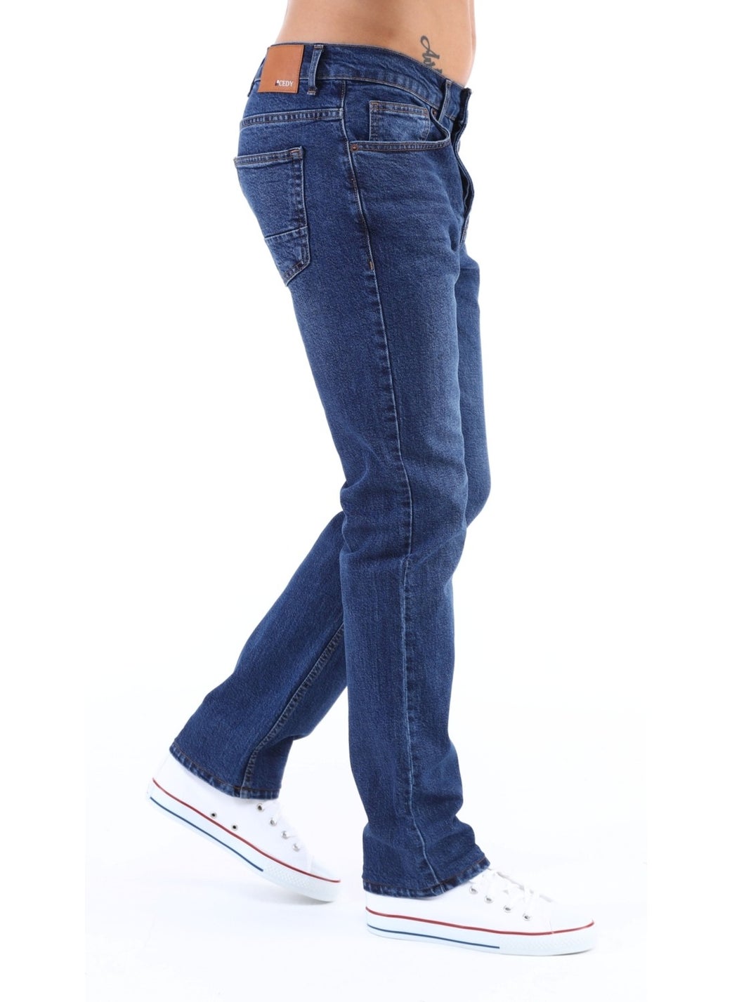 Cedy Denim Men's High Waist Pile Cuffed Jeans Regular Fit Jean C336  - Image 1