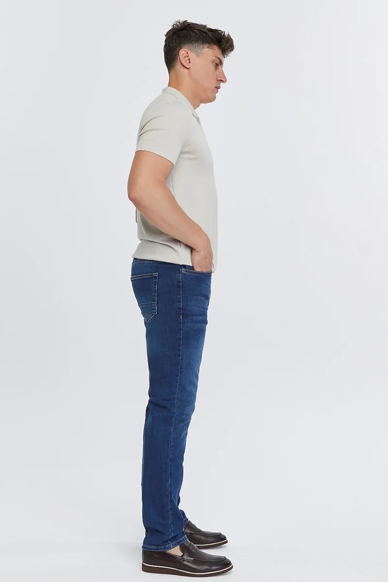 Cedy Denim Men's High Waist Pile Cuffed Jeans Regular Fit Jean C336